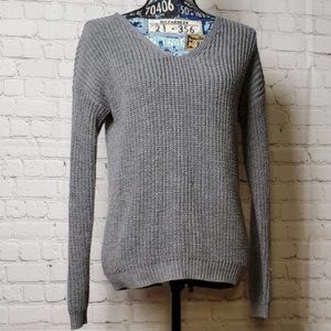 SO GRAY LACE UP BACK SWEATER